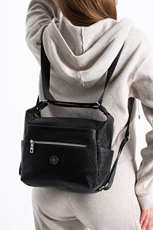 Kadın 4 Bölmeli Suni Yumuşak Deri Omuz Ve Sırt Çantası