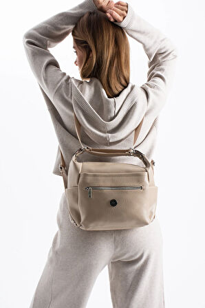 Kadın 4 Bölmeli Suni Yumuşak Deri Omuz Ve Sırt Çantası