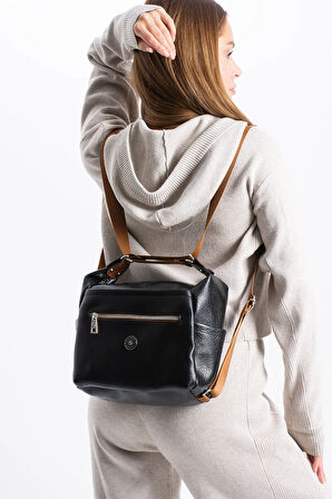 Kadın 4 Bölmeli Suni Yumuşak Deri Omuz Ve Sırt Çantası