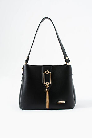 Gold Detaylı 3 Bölmeli Omuz Ve Çapraz Çanta