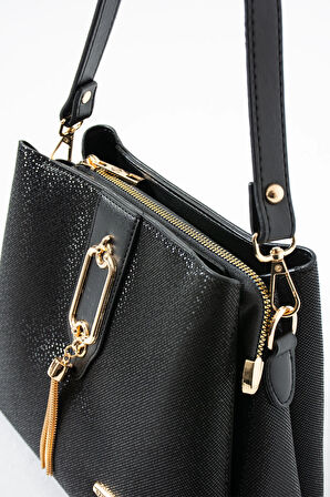 Gold Detaylı 3 Bölmeli Omuz Ve Çapraz Çanta