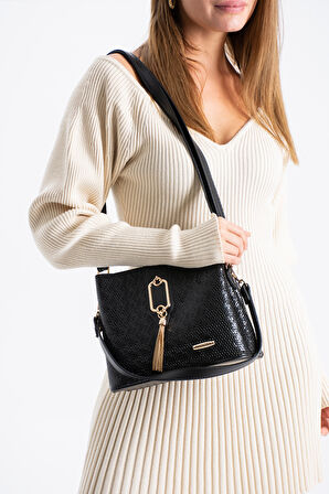 Gold Detaylı 3 Bölmeli Omuz Ve Çapraz Çanta