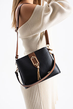 Gold Detaylı 3 Bölmeli Omuz Ve Çapraz Çanta