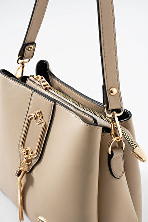 Gold Detaylı 3 Bölmeli Omuz Ve Çapraz Çanta