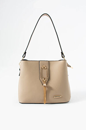 Gold Detaylı 3 Bölmeli Omuz Ve Çapraz Çanta