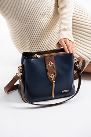 Gold Detaylı 3 Bölmeli Omuz Ve Çapraz Çanta