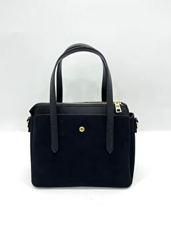 Kadın Uzun Askılı 4 Bölmeli Gold Aksesuarlı Süet Deri Omuz Ve El Çantası