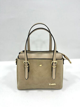 Kadın Uzun Askılı 4 Bölmeli Gold Aksesuarlı Süet Deri Omuz Ve El Çantası