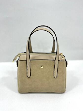 Kadın Uzun Askılı 4 Bölmeli Gold Aksesuarlı Süet Deri Omuz Ve El Çantası