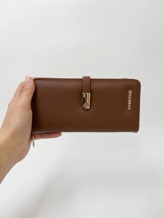 Kadın Suni Deri Gold Tokalı Telefon Bölmeli Cüzdan
