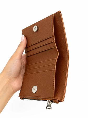 Unisex Fermuarlı Kartlık Çok Gözlü Kompakt Cüzdan S-2006