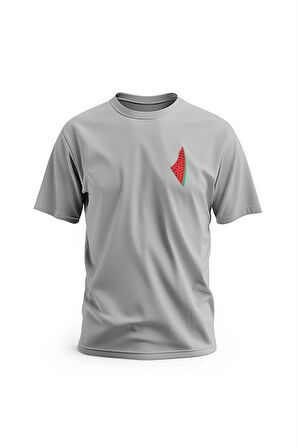 Kısa Kollu Yanlı Küçük Karpuzlu Filistin Haritası Dijital Baskılı Unisex S - 2XL T300011