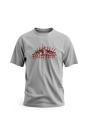 Kısa Kollu Filistin Maskeli Abo Obaida Gözleri Dijital Baskılı Unisex S - 2xl T300022