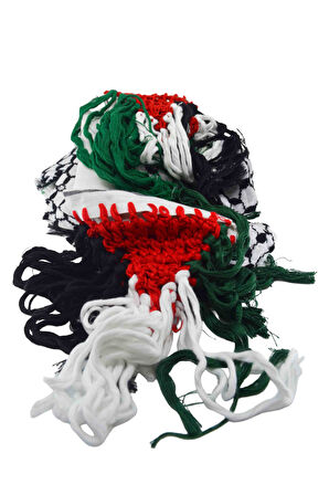 Filistin Bayrağı Püskül Keffiyeh İşlemeli Gazze Keffiyeh 10 Parça  S300008