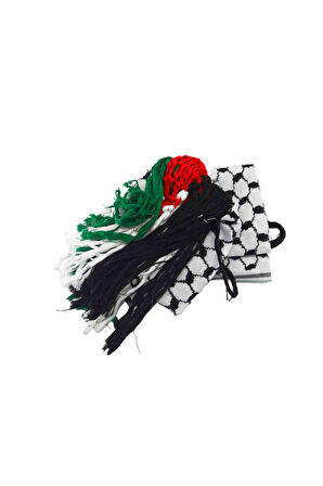 Filistin Bayrağı Püskül Keffiyeh İşlemeli Gazze Keffiyeh 10 Parça  S300008