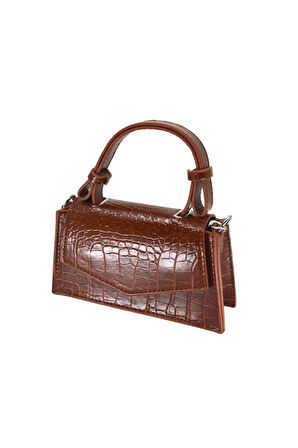 Suni Deri Çıtçıtlı Ayarlanabilir Askılı Kadın El, Kol Ve Omuz Çantası 10*19 Cm B100001