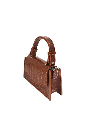 Suni Deri Çıtçıtlı Ayarlanabilir Askılı Kadın El, Kol Ve Omuz Çantası 10*19 Cm B100001