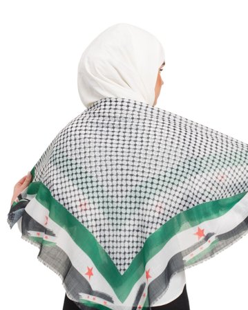 Suriye Bayrak Çerçeveli Eşarp Kefiye Renkli Kareli Kadın Eşarp S100028