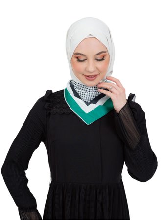 Filistin Bayrak Renkleri Çerçeveli Filistin Kefiye Desenli  Küçük Fular 45*45 Unisex S100029