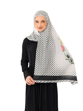 Şal Kefiye Püskülsüz Yeşil Zeytin Dalı Dijital Baskılı Filistin Şal S100043