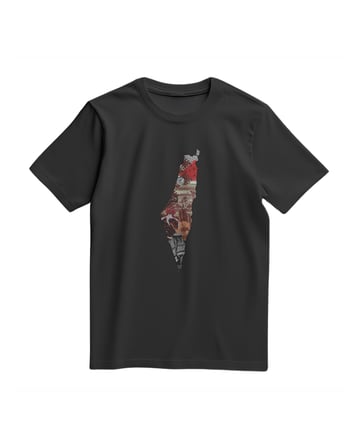 Unisex Kısa Kollu Filistin Haritası Kolaj Baskılı Tişört S - 2xl T300033