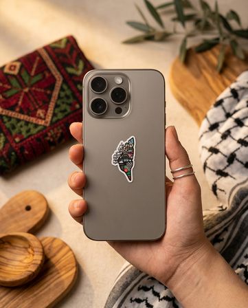 Filistin Temalı Sanatsal Harita Figürlü 3D Telefon Arka Süs A300122