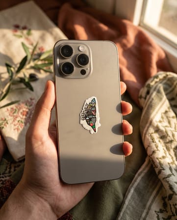 Filistin Temalı Sanatsal Harita Figürlü 3D Telefon Arka Süs A300122