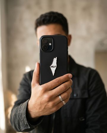 Özel Hat Sanatlı Beyaz Filistin Haritası Tasarımı 3D Telefon Arka Süs A300125