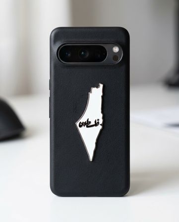 Özel Hat Sanatlı Beyaz Filistin Haritası Tasarımı 3D Telefon Arka Süs A300125