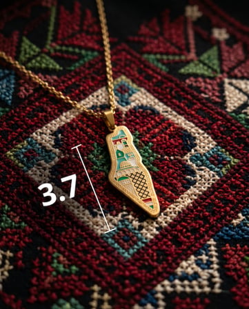 Zaytoon Filistin Haritası Kubbetü’s Sahra Tasarımlı Paslanmaz Gold Kaplama Unisex Kolye