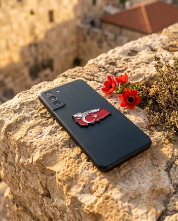 Türkiye Haritası içinde Bayrağı Telefon Sticker – 3D Metal Tasarım, Premium Kalite Arka Süs A300130