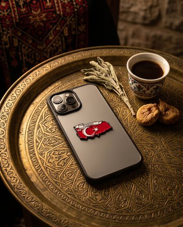Türkiye Haritası içinde Bayrağı Telefon Sticker – 3D Metal Tasarım, Premium Kalite Arka Süs A300130