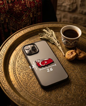 Türkiye Haritası içinde Bayrağı Telefon Sticker – 3D Metal Tasarım, Premium Kalite Arka Süs A300130