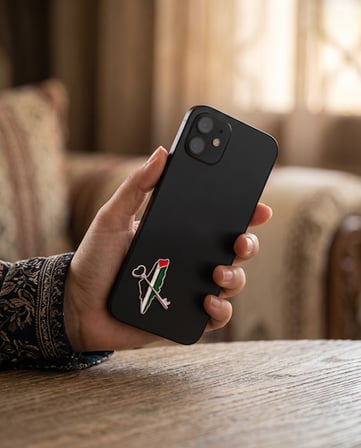 Zaytoon Filistin Haritası ve Anahtar Figürlü 3D Metal Telefon Sticker