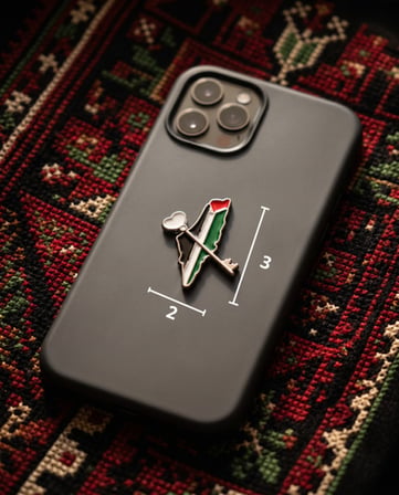 Zaytoon Filistin Haritası ve Anahtar Figürlü 3D Metal Telefon Sticker