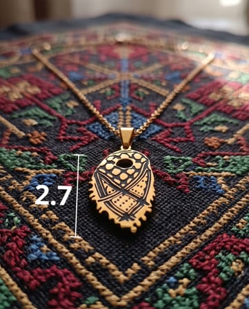 Zaytoon Filistin Kefiyesi Tasarımlı Gold Kolye 44 cm Unisex Zincirli