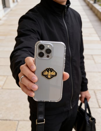 Zaytoon Suriye Kartalı Telefon Sticker 3D Metal Siyah Altın Renk 2.2x3.1 cm