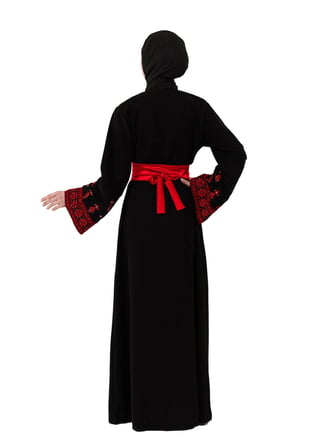Filistin Nakışlı Modern Siyah Kaftan Elbise - Geleneksel Şıklık