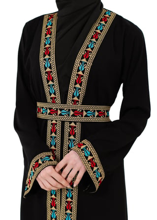 Filistin Nakışlı Lüks Lexus Kumaş Modern Abaya C100064