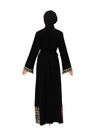 Filistin Nakışlı Lüks Lexus Kumaş Modern Abaya C100064