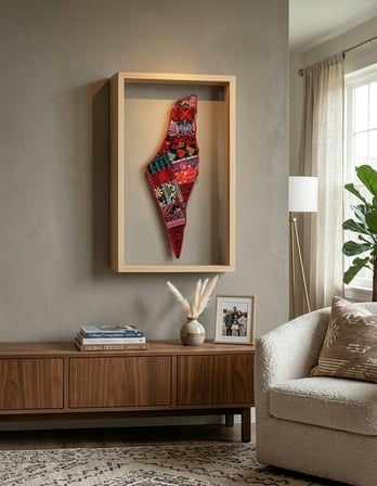 Askılı Filistin Haritası üzrine Filistin Renkli Nakışlı Büyük Hacmi 69 cm  P00057