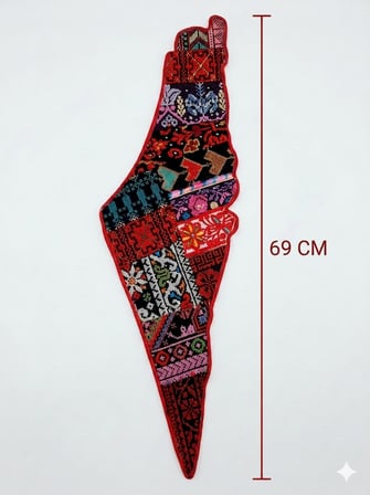 Askılı Filistin Haritası üzrine Filistin Renkli Nakışlı Büyük Hacmi 69 cm  P00057