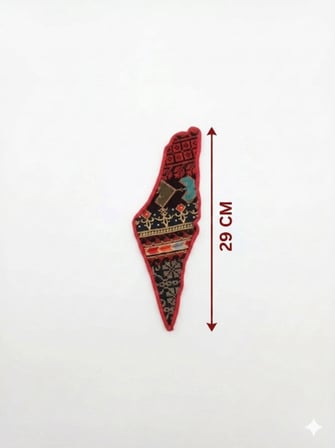 Askılı Filistin Haritası üzrine Filistin Renkli Nakışlı Küçük Hacmi 29 cm  P00058