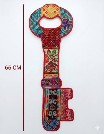 Askılı Filistin Geri Dönüş Anahtarı üzrine Filistin Renkli Nakışlı Büyük Hacmi 66 cm  P00059