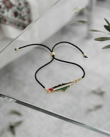 Filistin Haritası İçinde Bayrağı Gold Kaplama Ayarlanabilir İpli Bileklik A300152