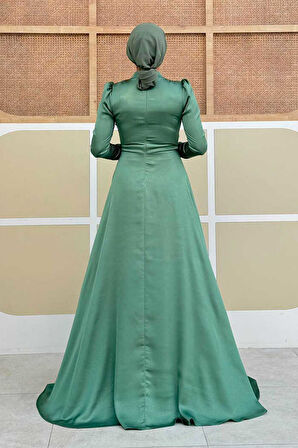 Saten Taş Detaylı Abiye 7016 Mint