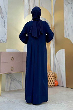 Düğme Detaylı Elbise 6028 Lacivert