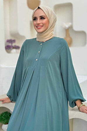 Düğme Detaylı Elbise 6028 Mint
