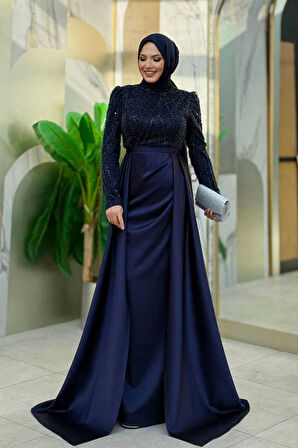 Bym Fashion 7024 Abiye Lacivert