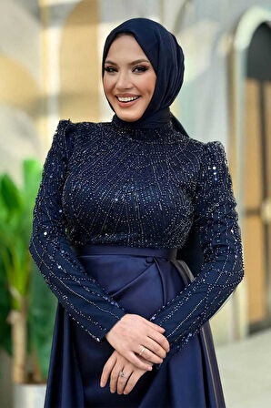 Bym Fashion 7024 Abiye Lacivert